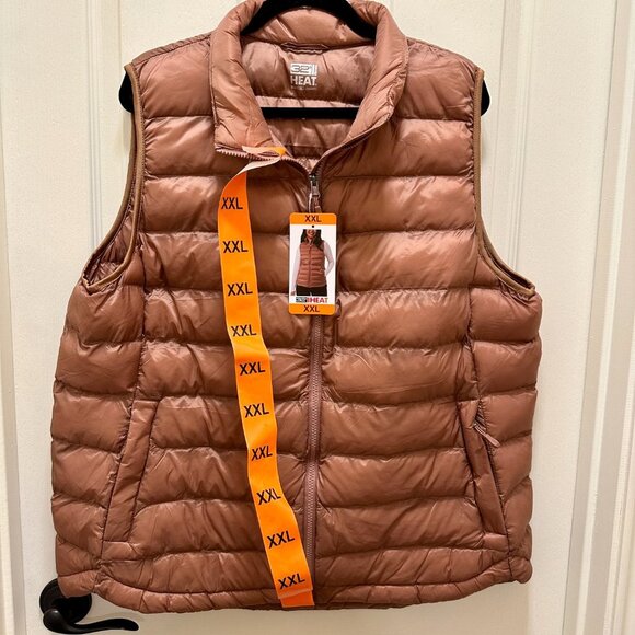 New 32 Degrees Women's Lightweight Zip Up Packable Vest Size XXL Copper Brown - Picture 1 of 14
